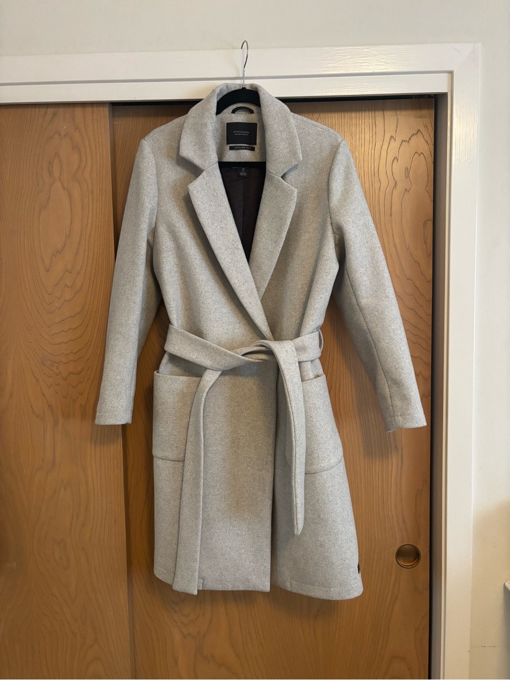 Scotch & Soda Light Gray Belted Trench Coat